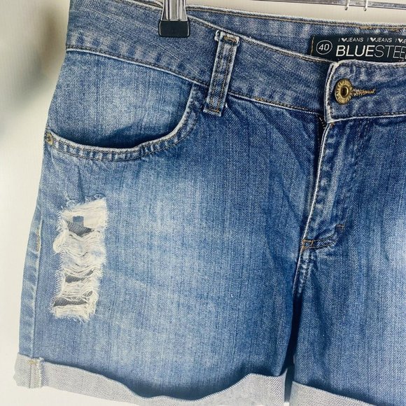 BlueSteel Size 40 Denim Shorts distressed 36W - Picture 3 of 7